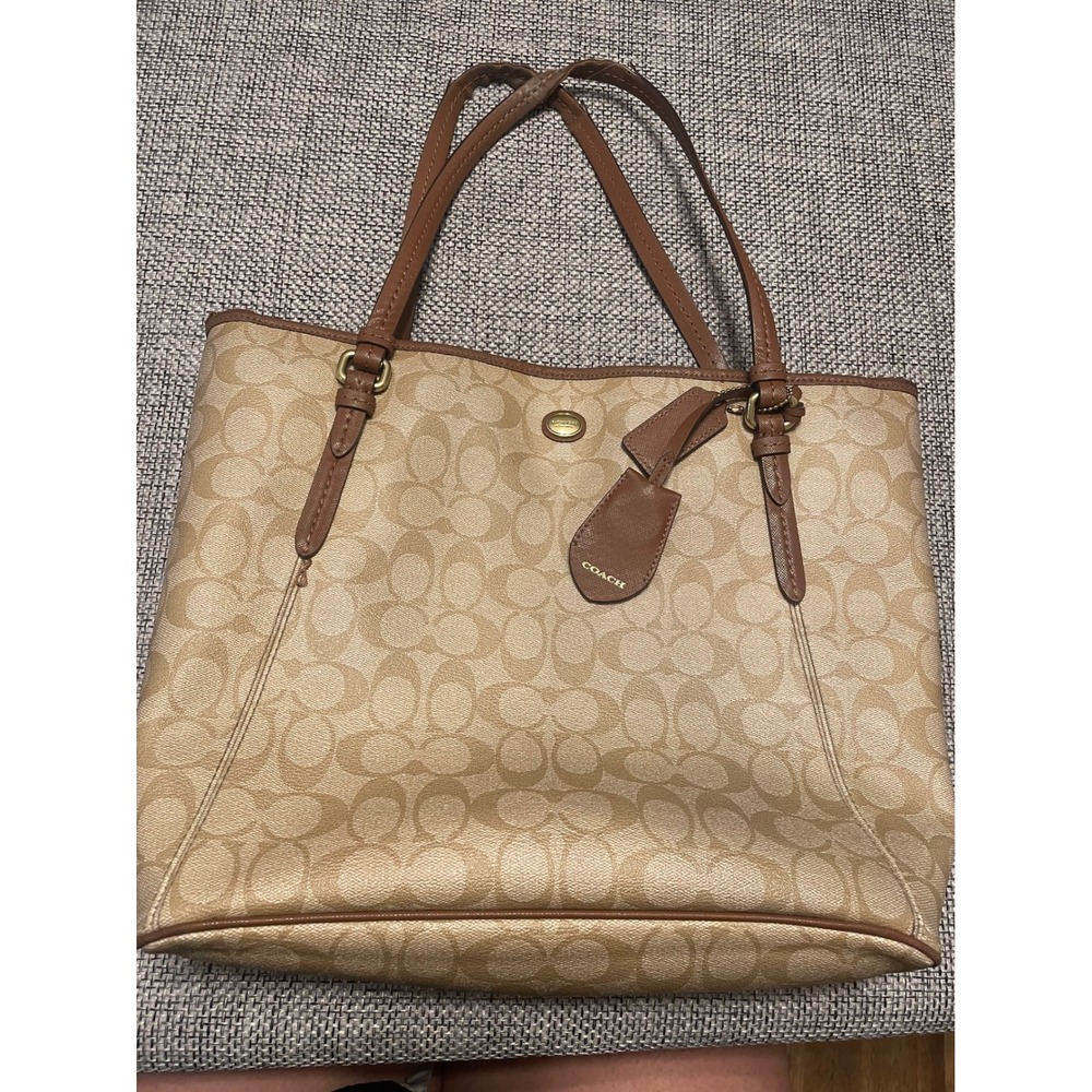Coach Signature Taylor Tote Khaki Saddle Brown Shoulder Bag F28365